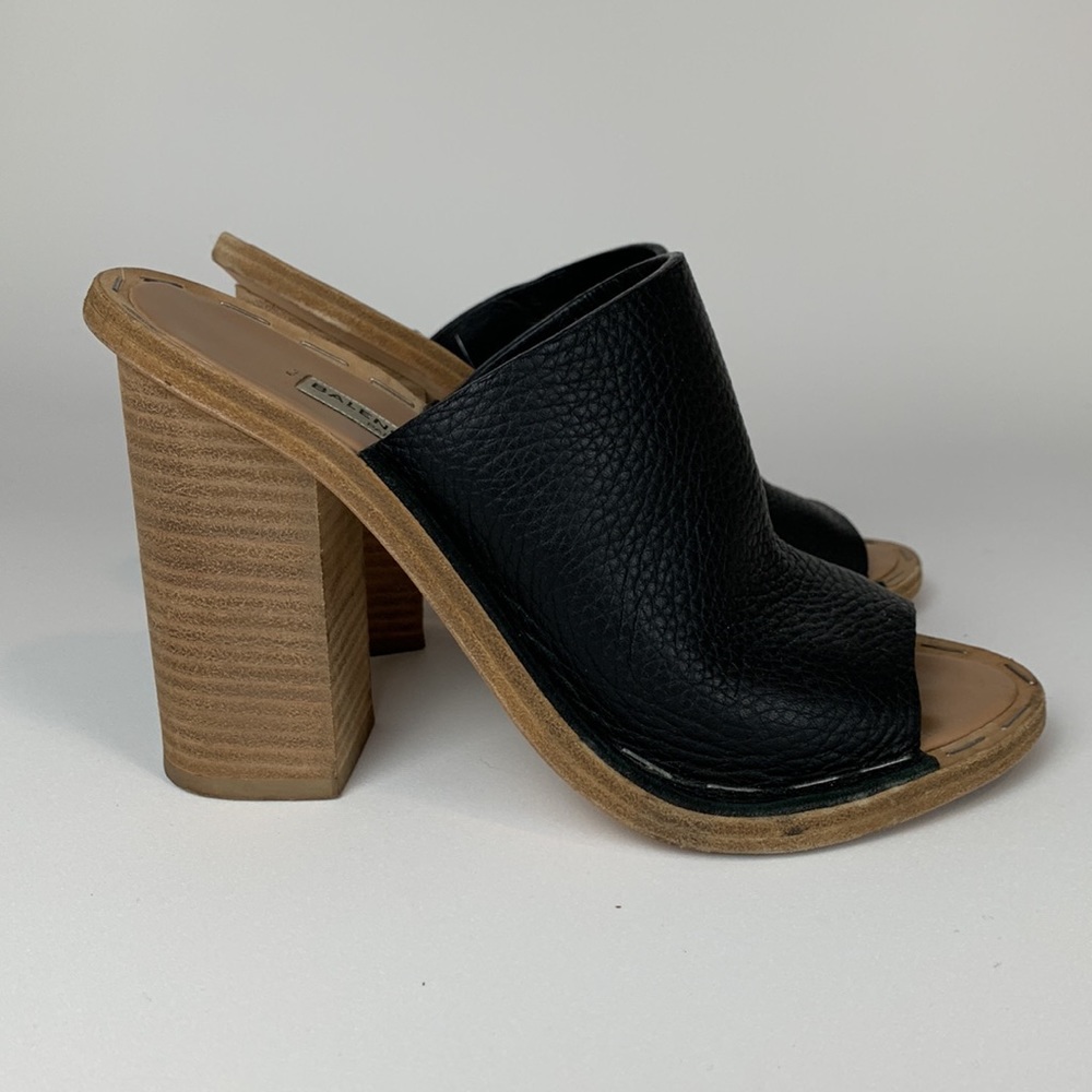 Balenciaga Black Leather Mules sz 37 - Picture 3 of 8